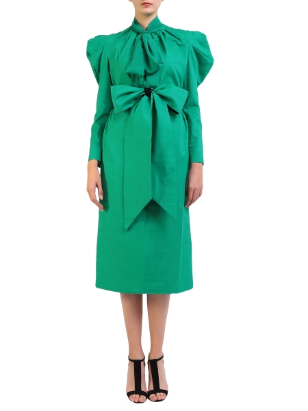 Green Dress With Oversized Shoulders Nicoleta Obis