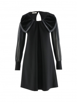 Short Black Dress With An Oversized Collar Florentina Giol