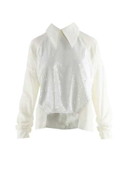 White shirt with sequins inserts Larisa Dragna