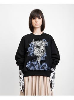 Sweatshirt negru cu imprimeu digital 'Alpaca' Ioana Ciolacu