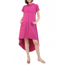 Cyclam dress with pleats and short sleeve Larisa Dragna