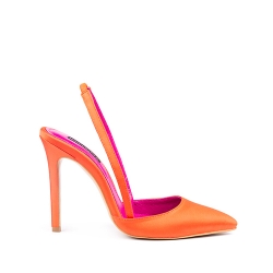 Pantofi din satin orange cu interior roz Ginissima