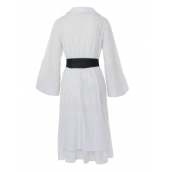 White Midi Dress with Ribon Detalis Larisa Dragna