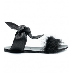 Black Sandals Furry Meekee