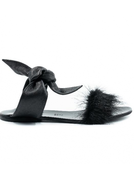 Black Sandals Furry Meekee