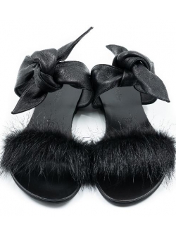 Black Sandals Furry Meekee