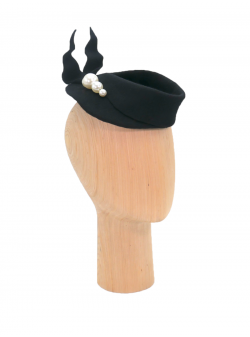 Black Hat with Pearls DeCorina Hats