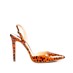 Orange Animal Print Patent Leather Shoes Ginissima