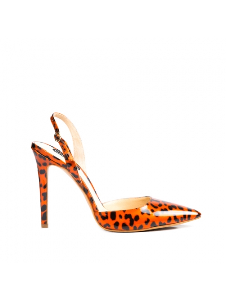 Orange Animal Print Patent Leather Shoes Ginissima