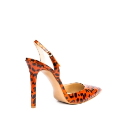 Orange Animal Print Patent Leather Shoes Ginissima