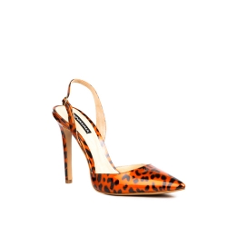 Orange Animal Print Patent Leather Shoes Ginissima
