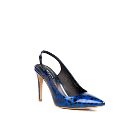 Blue Animal Print Patent Leather Shoes Ginissima
