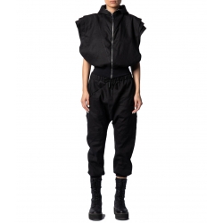 Black linen trousers with two asymmetrical pockets Isso