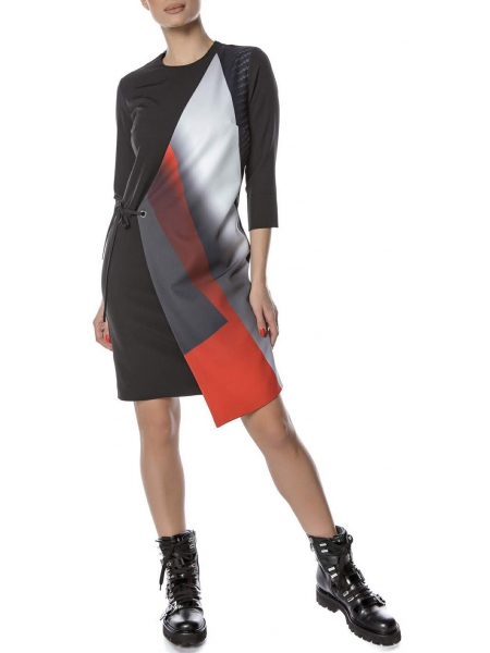 Asymmetric dress with digital print Entino