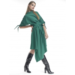 Green asymmetric dress Larisa Dragna