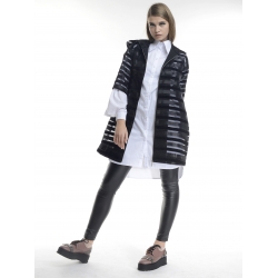 Midi black vest with hoodie Larisa Dragna