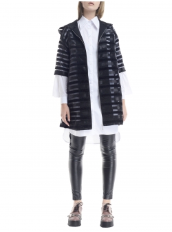 Midi black vest with hoodie Larisa Dragna