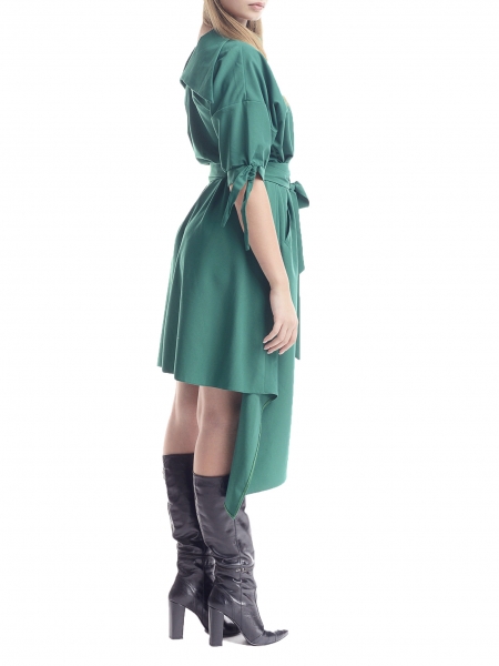 Green asymmetric dress Larisa Dragna