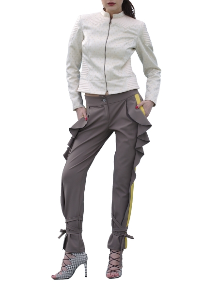 Pantaloni gri cu volane Florentina Giol
