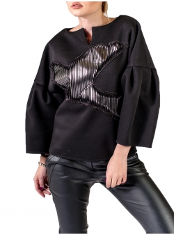 Black blouse with puff sleeves Florentina Giol