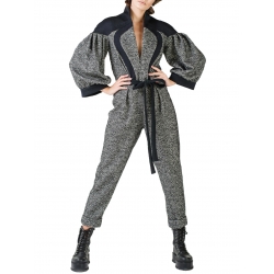 Grey wool jumpsuit with contrasting panels Florentina Giol