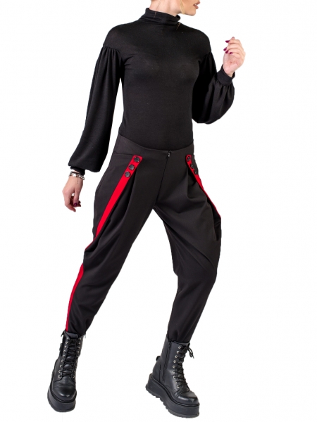 Black viscose trousers with contrasting panel Florentina Giol