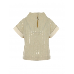 Linen top with geometric slevees Larisa Dragna
