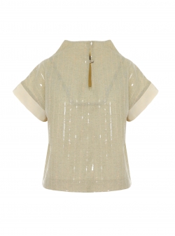 Bluza din in cu detalii geometrice Larisa Dragna