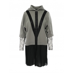 Grey hooded dres with pleated detail Larisa Dragna