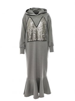 Long hooded dress with sequins Larisa Dragna