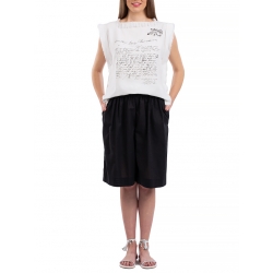 White sleeveless cotton top with print Nicoleta Obis