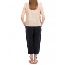 Beige sleeveless top with print Nicoleta Obis