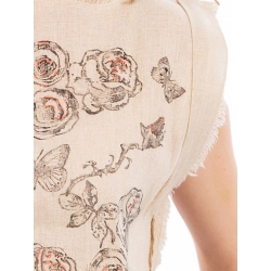 Beige sleeveless top with floral print Nicoleta Obis