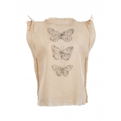 Beige sleeveless top with butterfly print Nicoleta Obis