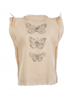 Beige sleeveless top with butterfly print Nicoleta Obis