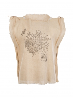 Beige sleeveless top with flowers print Nicoleta Obis