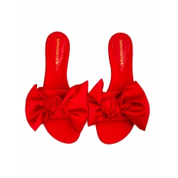 Red satin slippers with bow Ginissima