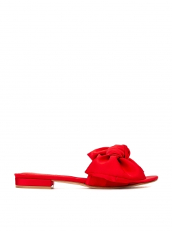 Red satin slippers with bow Ginissima