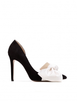 Black stiletto shoes with contrasting bow Ginissima