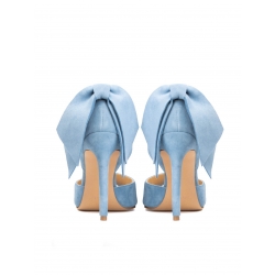Blue stiletto shoes with back bow Ginissima