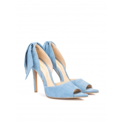 Blue stiletto shoes with back bow Ginissima