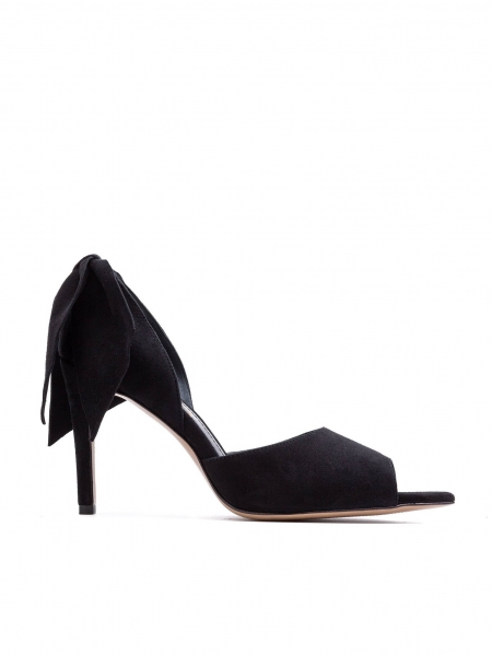 Black stiletto shoes with back bow Ginissima
