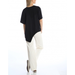 Black asymmetric t-shirt Silvia Serban