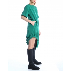 Green asymmetric tencel dress Silvia Serban