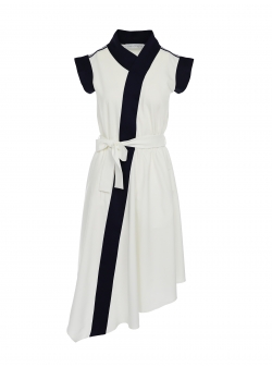 White cotton dress with contrasting details Larisa Dragna