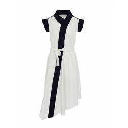 White cotton dress with contrasting details Larisa Dragna