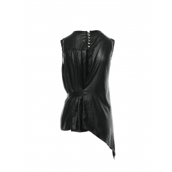 Black sleeveless top with creases Larisa Dragna