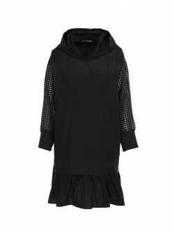 Black hoodie dress with perforated sleeves Larisa Dragna