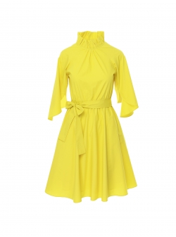 Yellow midi cotton dress Larisa Dragna