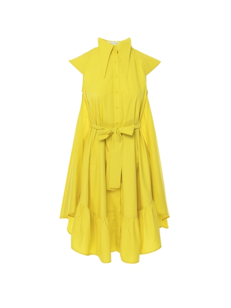 Yellow midi dress with oversized collar Larisa Dragna